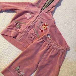 Pink Velour Hoodie and Pants Set